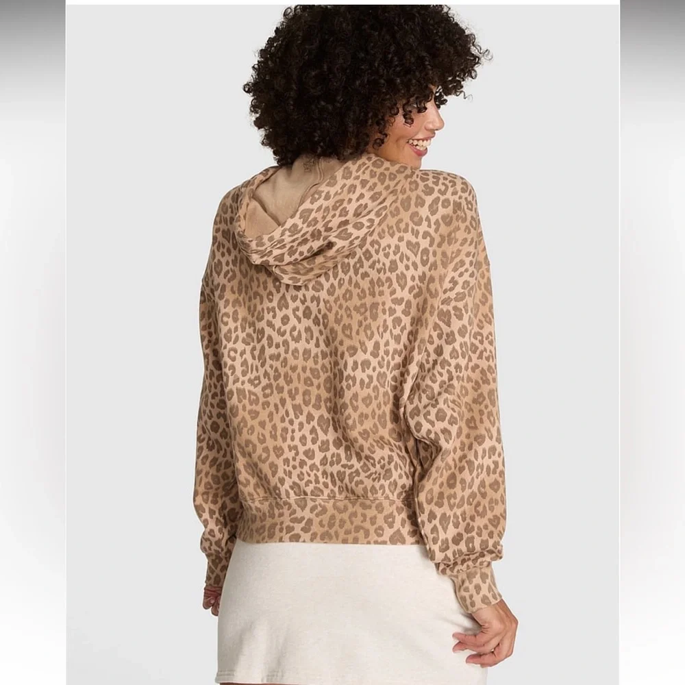 PINK Victoria’s Secret Ivy Fleece Campus Full-Zip Hoodie Leopard - Picture 3 of 7